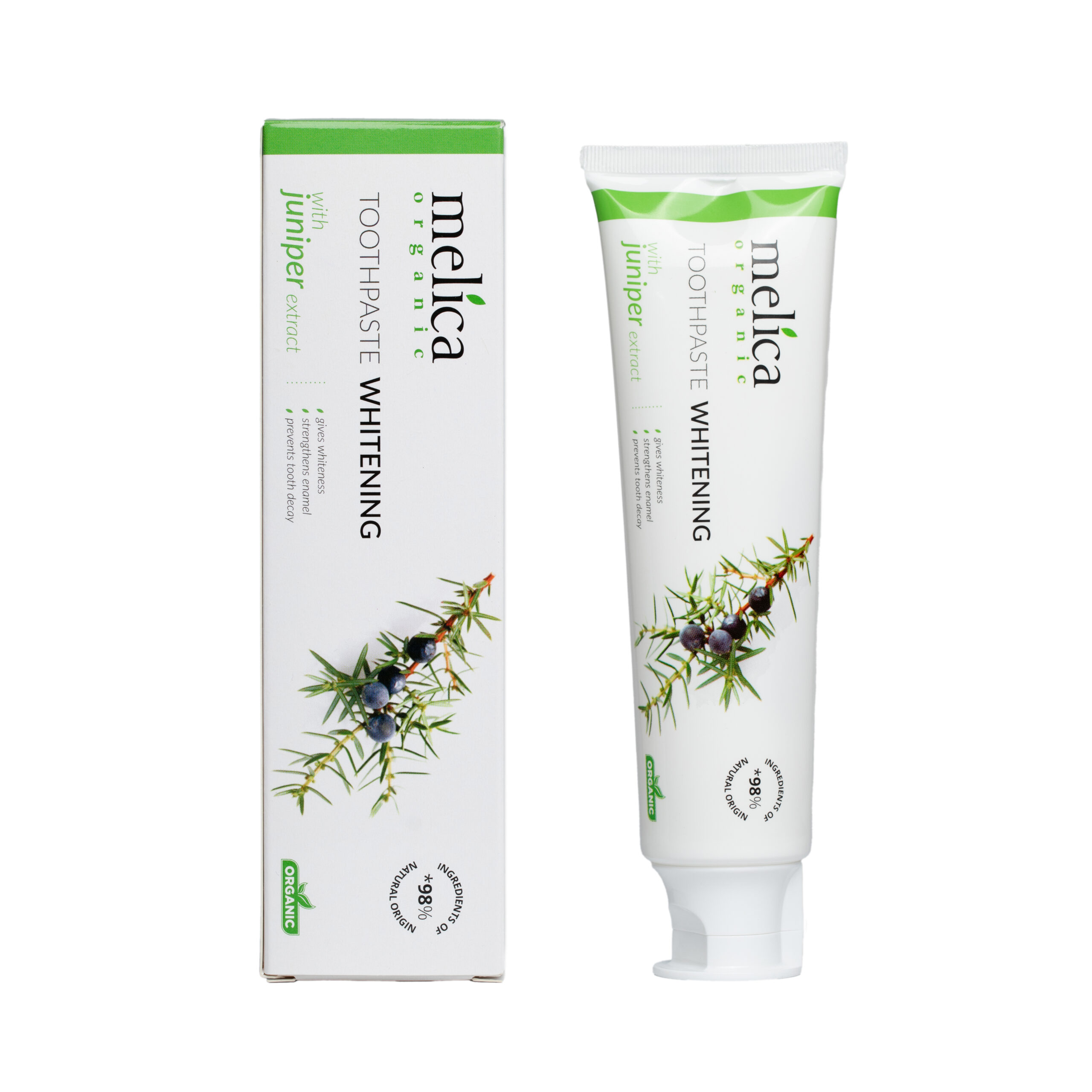 Відбілююча зубна паста Melica Organic з екстрактом ялівцю