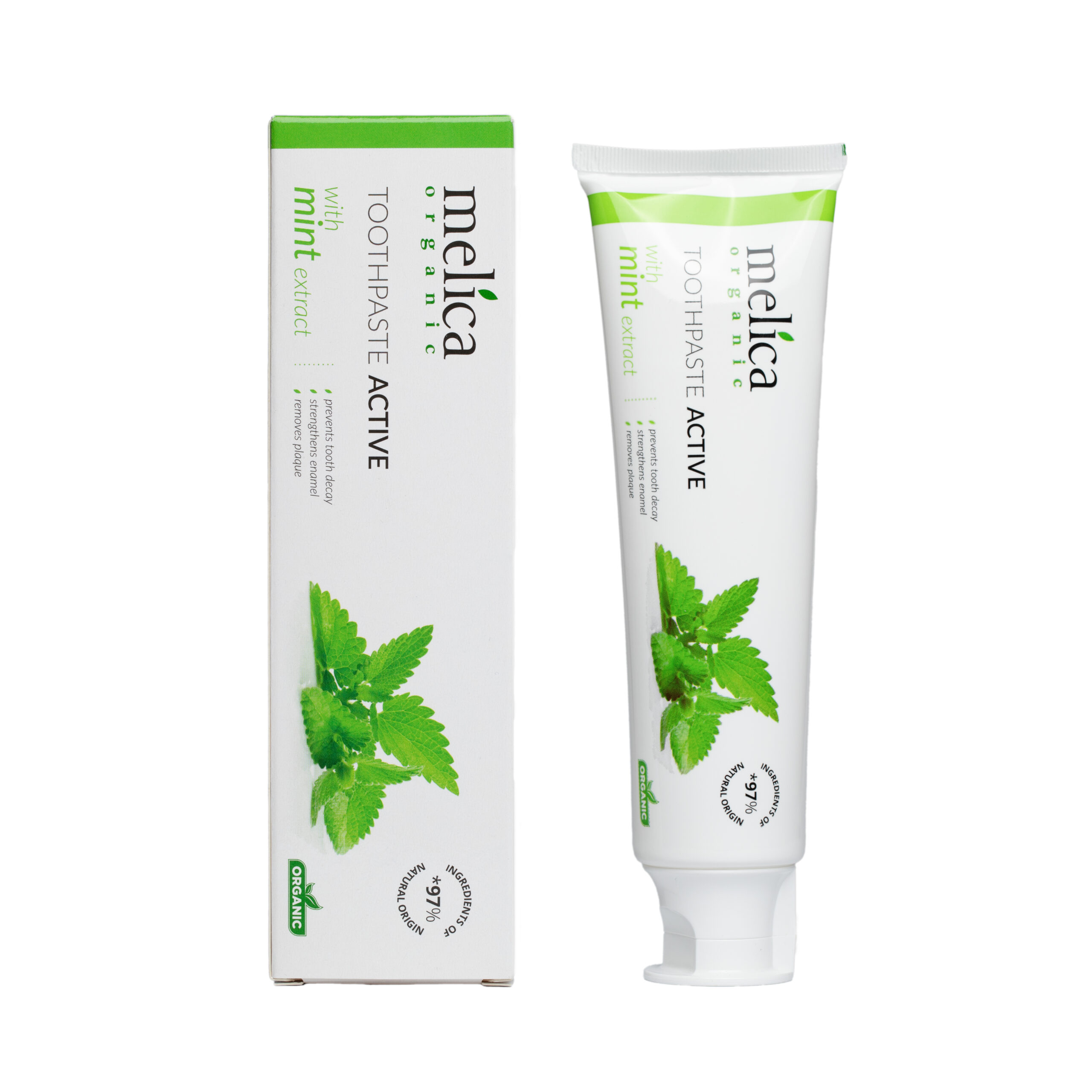 Активна зубна паста Melica Organic з екстрактом м'яти