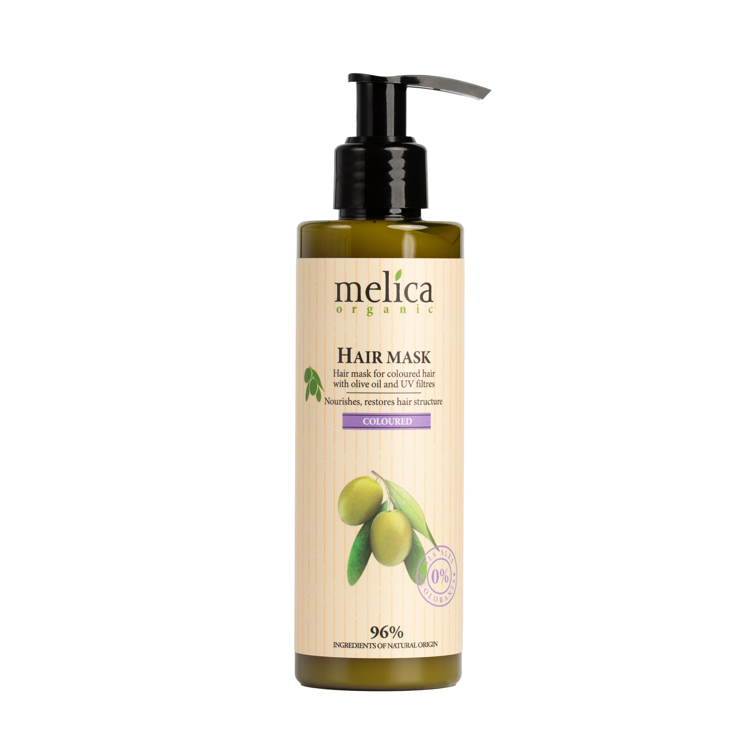 Маска для фарбованого волосся Melica Organic з оливковою олією та уф-фільтрами