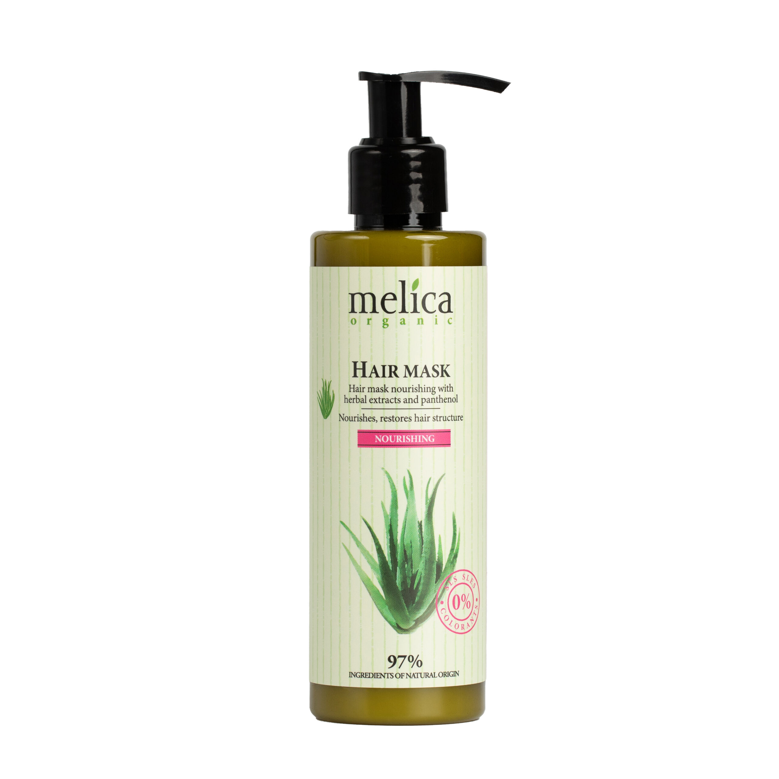 Маска для волосся Melica Organic Живильна з рослинними екстрактами і пантенолом