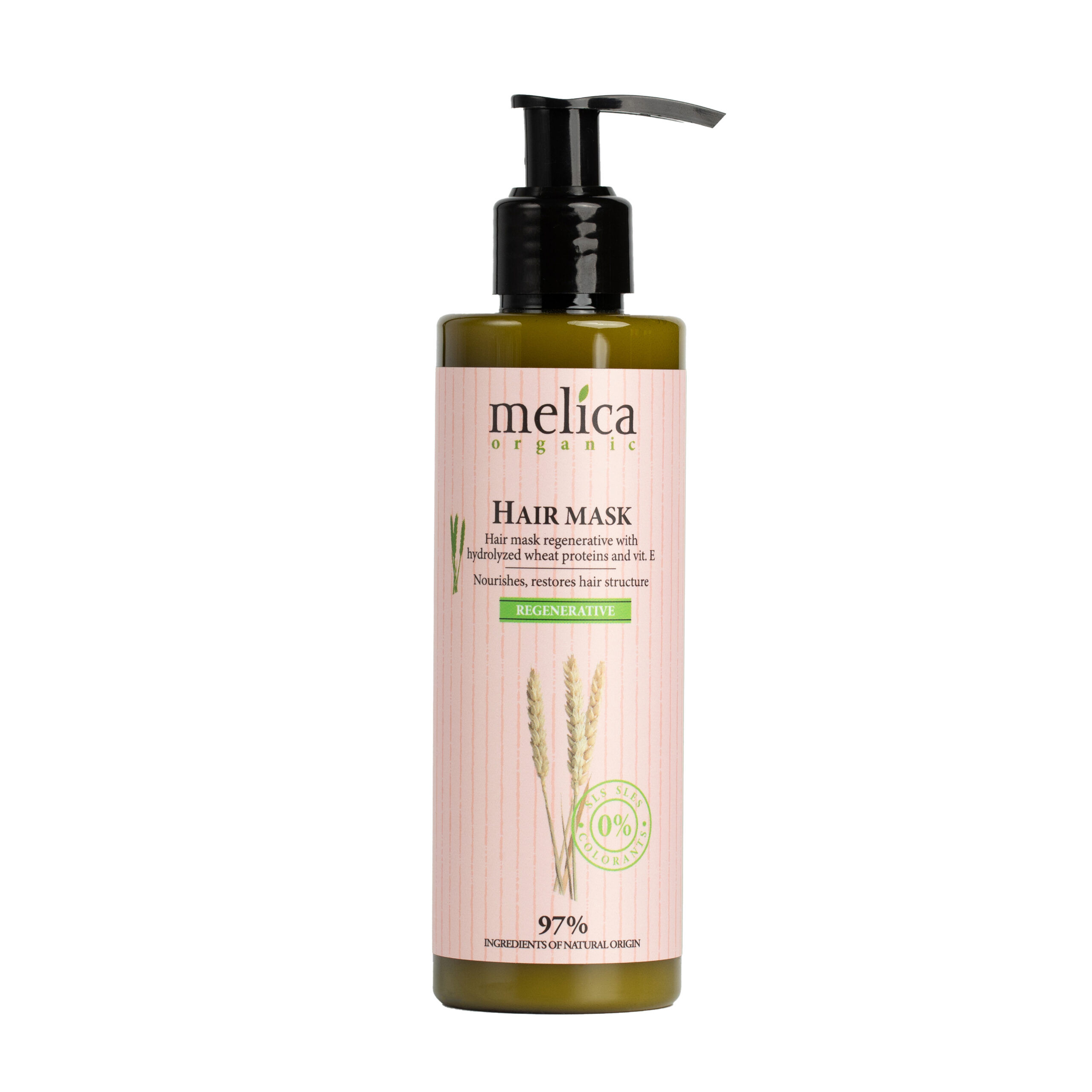Маска для волосся Melica Organic Регенеруюча з протеїнами пшениці та вітаміном Е