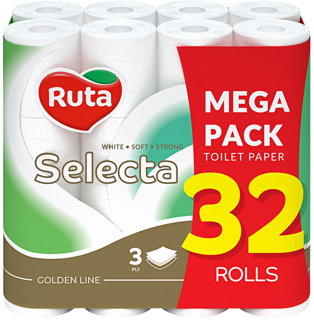 Папір туалетний тришаровий Ruta Selecta, 32 рулони