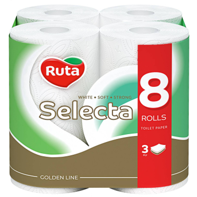 Папір туалетний тришаровий Ruta Selecta 8 рулонів
