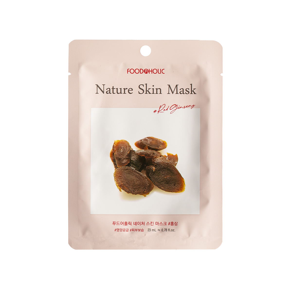Тканинна маска для обличчя FOODAHOLIC NATURE SKIN MASK з екстрактом червоного женшеню, 23 мл
