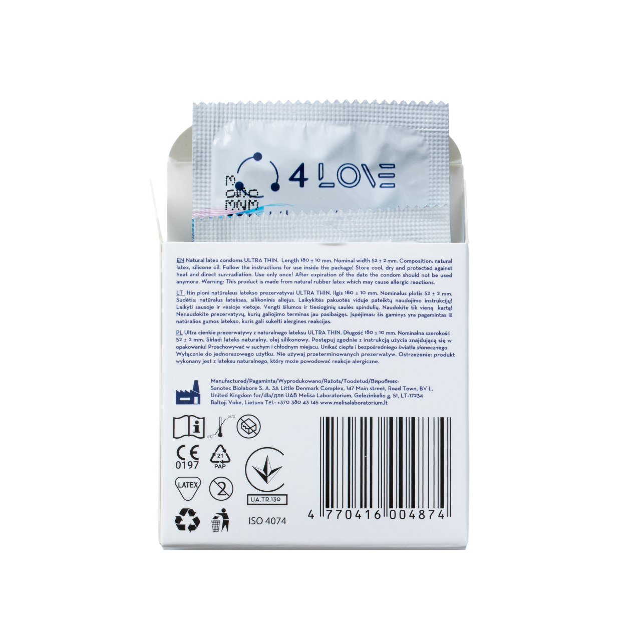 Презервативи 4LOVE Ultra Thin, 4 шт. в пачці - Зображення 5
